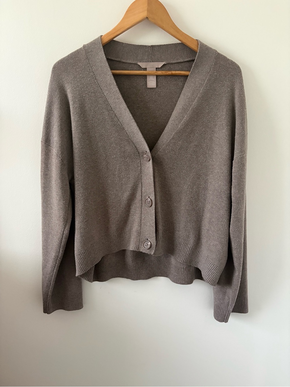 H&M Women's V-Neck Button Cardigan - Gray Taupe